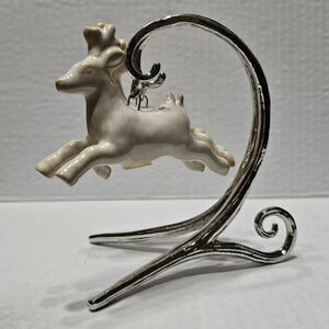 Pottery Barn Galloping Reindeer Salt Pepper Shakers Set Hanging Holder Christmas